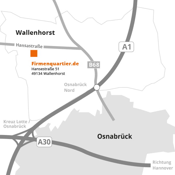 Anfahrtsskizze für das Firmenquartier Wallenhorst