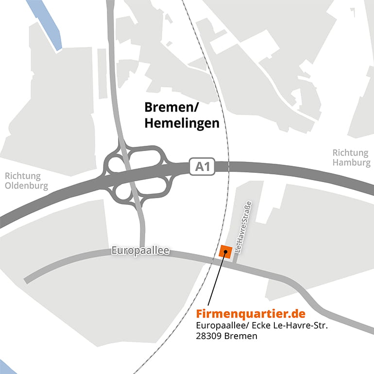 Anfahrtsskizze zum Firmenquartier Bremen-Hemelingen