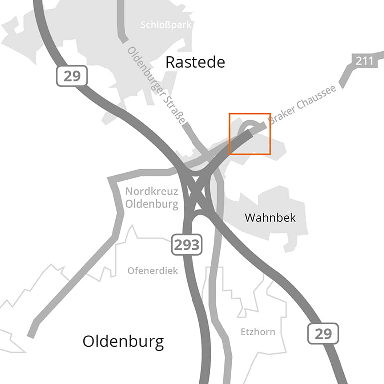 Anfahrtsskizze zum Firmenquartier Oldenburg-Nord